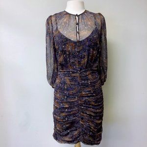NWT Veronica Beard Kerri Silk Printed Ruched Mini Dress SZ 6